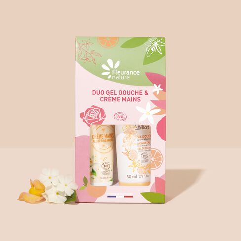 Pochette duo crème mains et gel douche agrumes