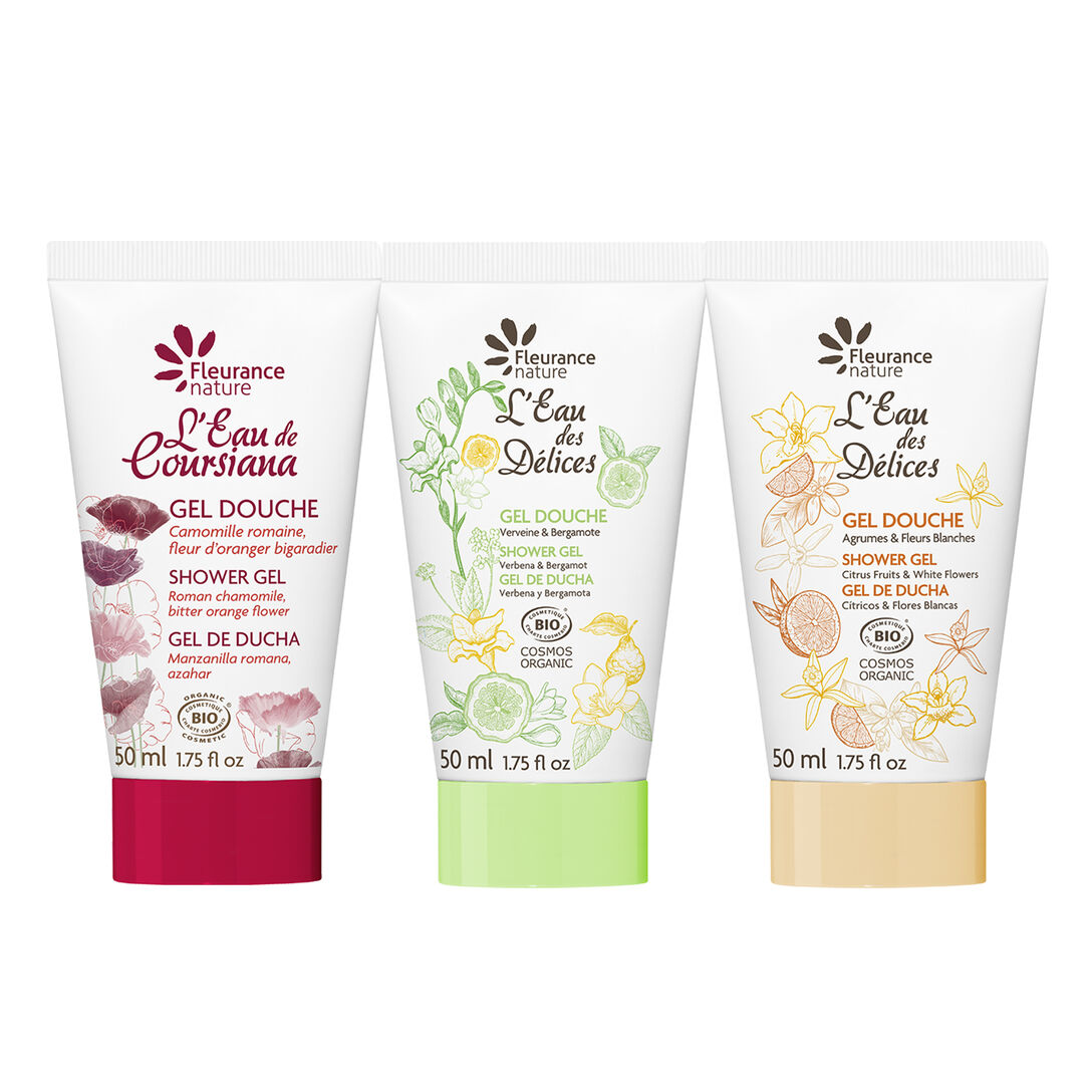 Trio de gels douche 50 ml, Cosmétique bio Fleurance Nature