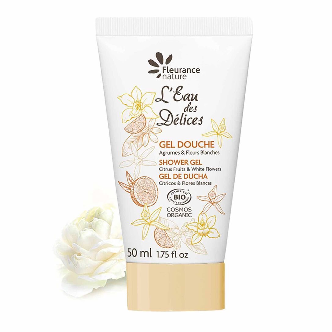 fleurance nature Gel douche parfumé à l'Eau des Délices Agrumes & Fleurs blanches 50 ml