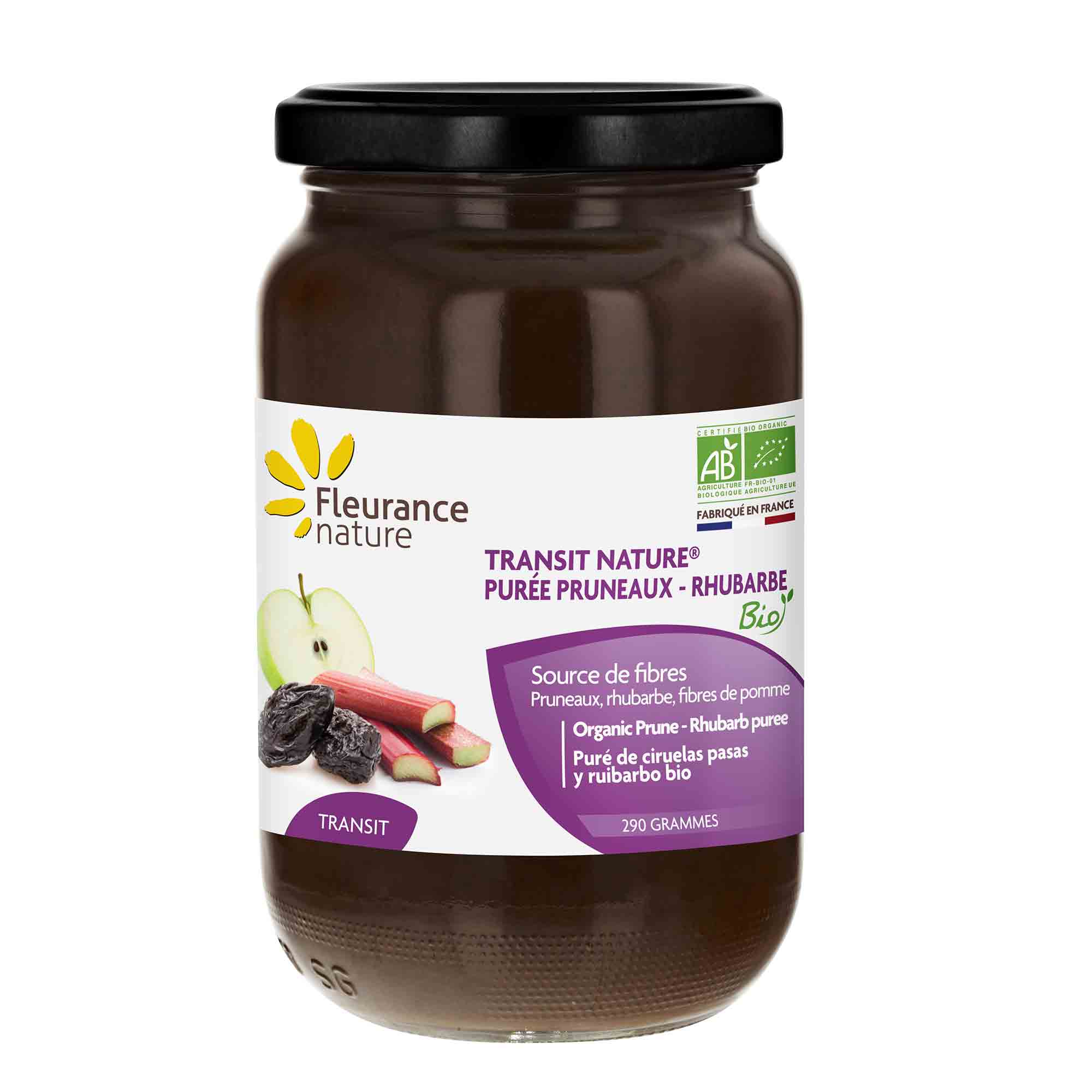 Transit Nature® Purée pruneaux–Rhubarbe Bio Fleurance Nature